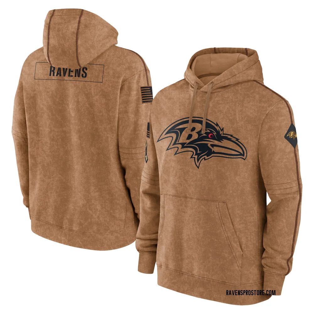 Adult Baltimore Ravens Brown 2023 Salute To Service Club Pullover Hoodie